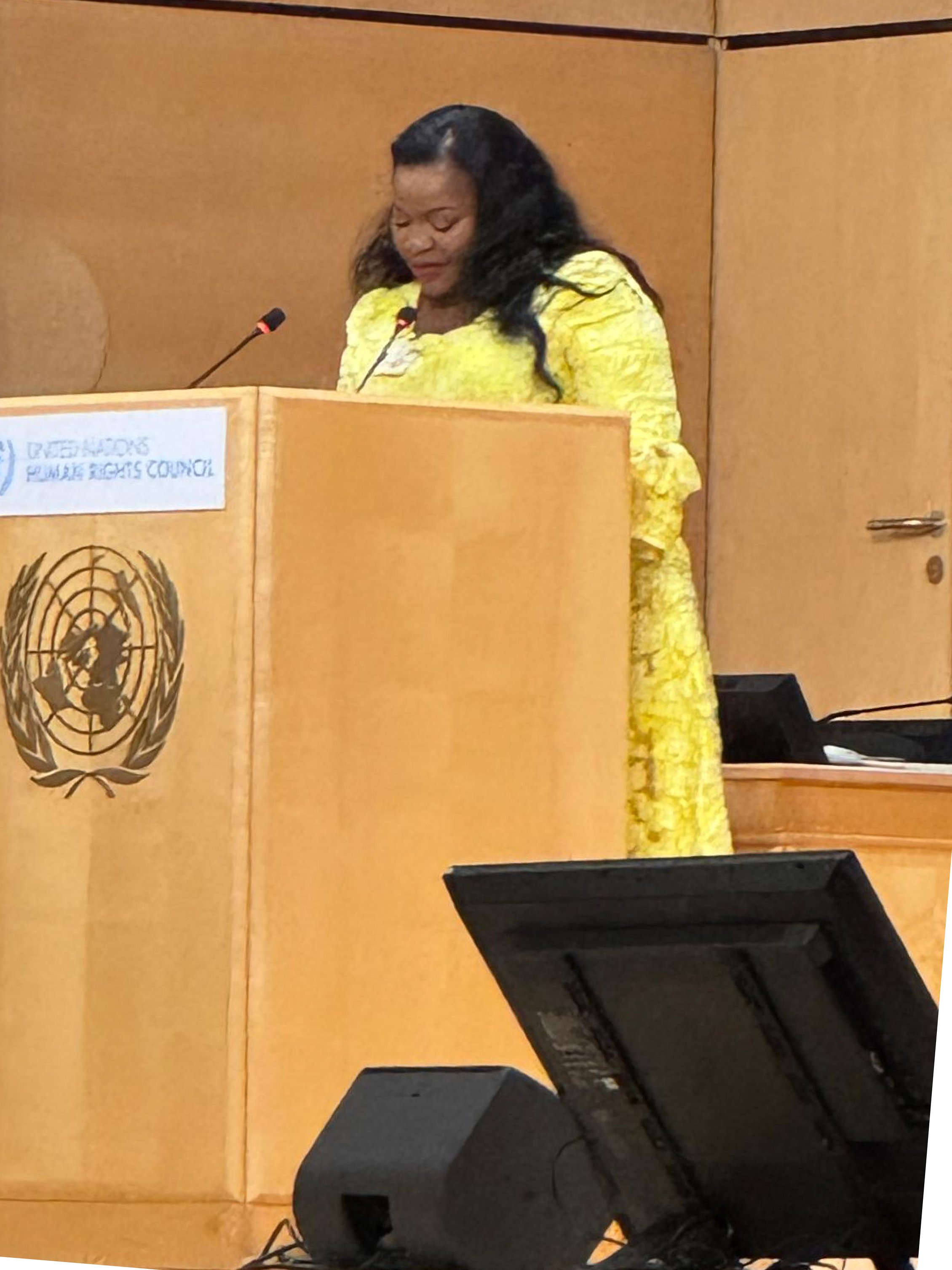 H.E Ms. Madalisto Chidumu Baloyo, Minister of Health Malawi making a statement during the high-level segment of the 66th sitting of the United Nations Human Rights council